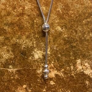 Milor Sterling Silver Y Necklace Disco Ball Beads on Snake Chain Made in Italy